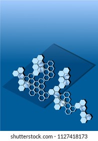 Abstracts digital technology and digital technology concept. hexagon elements, with geometry light blue polygon and shadow on dark blue background. Vector illustration hexagonal shapes in framework. 