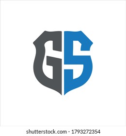 Abstracts GS Shield style logo design with gray and blue colour