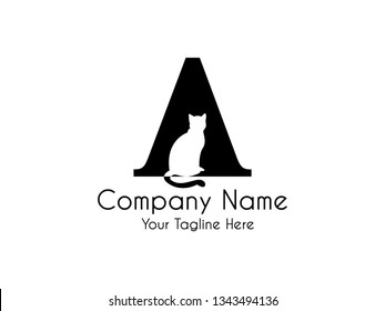 Abstract,Unique and minimal alphabet letter A with a hidden cat