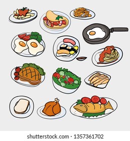 Abstractvector  drawings of food