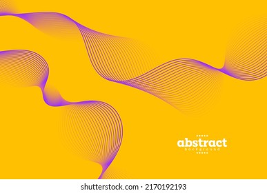 abstractviolet  curve line with twisted on yellow background . artificial intelligence technology theme background can be use for advertisement poster banner product package design.