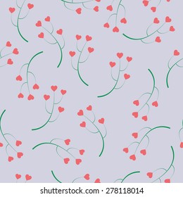 Abstracty background of the branches with hearts. Seamless pattern can be used for wallpaper, pattern fills, web page background, surface textures.