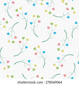 Abstracty background of the branches with hearts. Seamless pattern can be used for wallpaper, pattern fills, web page background, surface textures.