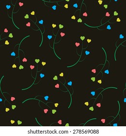 Abstracty background of the branches with hearts. Seamless pattern can be used for wallpaper, pattern fills, web page background, surface textures.