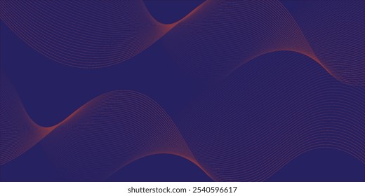 Abstrak ilustração fundo azul com com linhas de ondas vermelhas suaves e elegantes. Design premium para papel de parede, banner, cartaz.