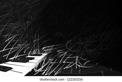 abstrakt black background whis the piano keys. Musik Jazz concept.