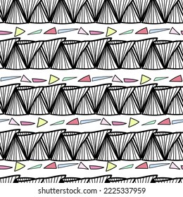 Abstrakt nahtloses Muster, handgezeichnet, geometrische Elemente