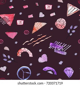 Abstrakt vector seamless pattern watercolor handrawn elements fation