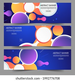 Abstrakter Banner Design Web Template Set, Horizontal Header Web-Banner. Modern Geometrisches blaues Dreieck-Titelhintergrund für Webdesign, Werbebanner für Social Media-Cover, Flyer, Einwahl
