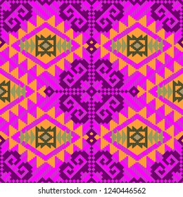 Abstrat geometric textile pattern in ethnic style, seamless background