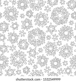 Abstrat ornamental pattern. Seamless background for coloring book page or textile. Wrapping paper design. Wallpaper print with snowflakes