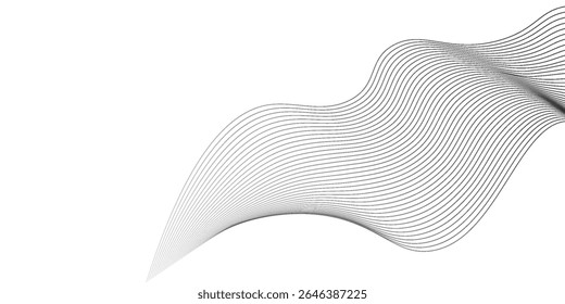 Abstratc particles halftone black gradient curve shape isolated on white background art. Vector in concept of technology  science  music wave