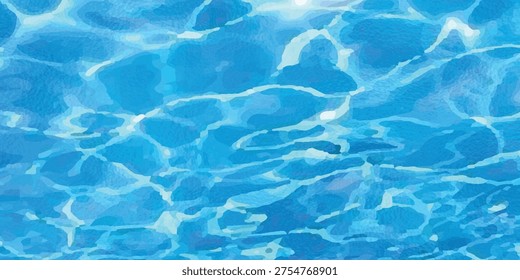 abstratc shows a body of clear blue water with gentle ripples and reflections, creating a shimmering effect on the surface. The varying shades of blue indicate depth and movement within the water.