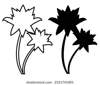 abstratct beautiful plant silhouette stroke and fill