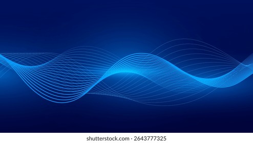 Tecnologia de fundo de gradiente abstrato com linhas de ondas brilhantes, colorido brilhante, fundo moderno, design simples, ilustração memphis.Vetor