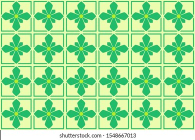 abstrct batik traditional pattern from indonesia with green color, for decoration, fashion, background. this is a type of flower batik, batik kawung,