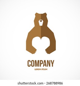 Abstrct funny bear logo with heart. 