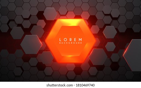 Abstrct hexagonal background with hot glow element