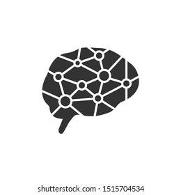 Abstrct silhoutte brain with connecting dots logo design vector