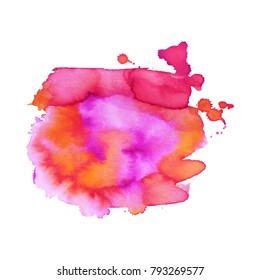 Abstrct watercolor spot with droplets, smudges, stains, splashes. To design and decor backgrounds, banners, flyers.