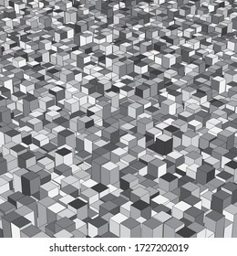 Abstrock isometric background with extruding cubes design