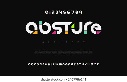 Absture creative geometric modern urban alphabet font. Digital abstract futuristic, fashion, sport, minimal technology typography. Simple numeric vector illustration