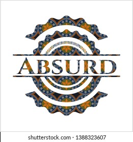 Absurd arabic badge background. Arabesque decoration.