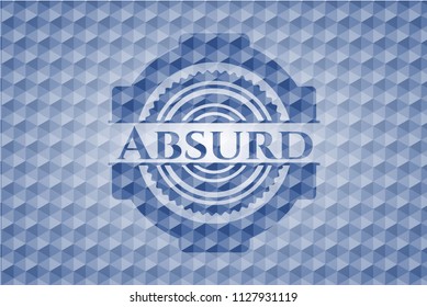 Absurd blue polygonal badge.