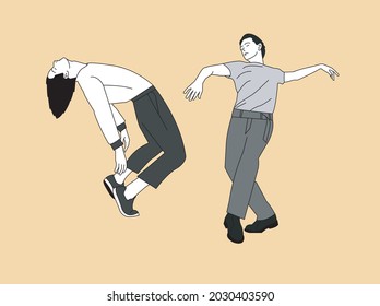 absurd dance move gesture flat design vector illustration