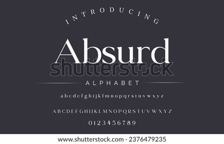 Absurd Elegant luxury abstract wedding fashion logo font alphabet. Minimal classic  urban fonts for logo, brand etc. Typography typeface uppercase lowercase and number. vector illustration