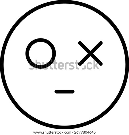 an absurd face expression emoticon with cross eyes