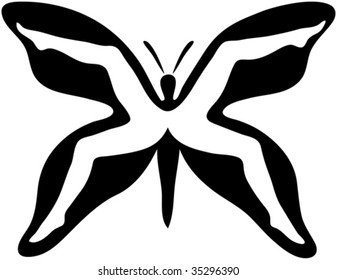 Absurd image of a butterfly with two pairs of women's legs