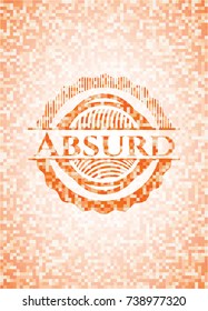 Absurd orange mosaic emblem with background