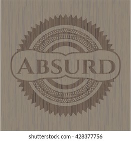 Absurd wooden emblem. Vintage.