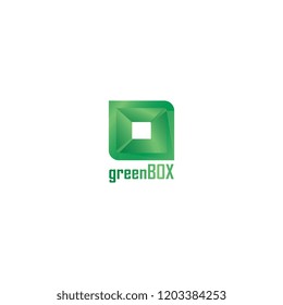 absyract green box logo. cube for business icon technology,  green and cool