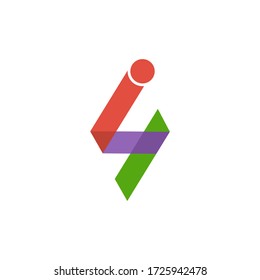 ABTRACT FLAT FOUR LOGO DESIGN VECTOR