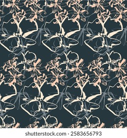 abtract flower pattern dark green