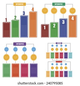 abtract four different infographics on white background