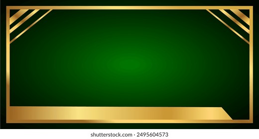 Abtract frame gold dark green background. Frame luxury gold green backgroun