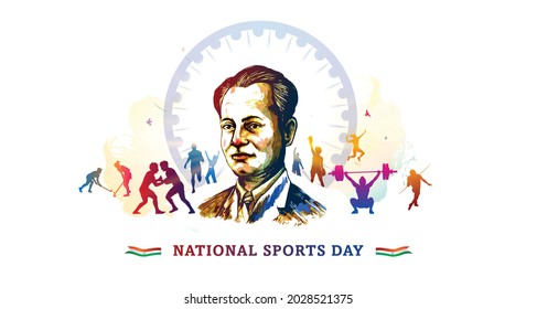 Abtract illustration of Indian National Sports Day background concept