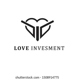 Abtract investment logo design template with love concept, yellow, symbol and element vector illustrasion