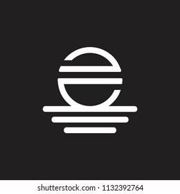 abtract letter e sunset design logo vector