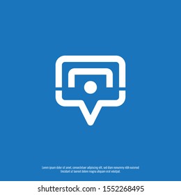 Abtract man with communications logo design. Flat communications logo concept