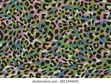 Abtract multicolored vector, trendy classic style, grunge leopard cheetah skin animal print skin, trendy fashionable all over print, y2k, hand drawn art suitable for pattern 
