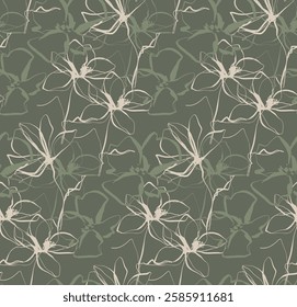 abtract painten flower green pattern