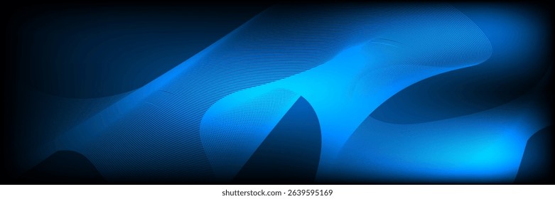 Abtract wave with line element and dark blue background
