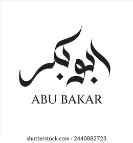 "Abu Bakar" Arabic name Calligraphy in black color which is isolated on white background vector free style