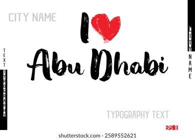 Abu Dhabi. City Name In Stylish Grunge And Rough Text Typography