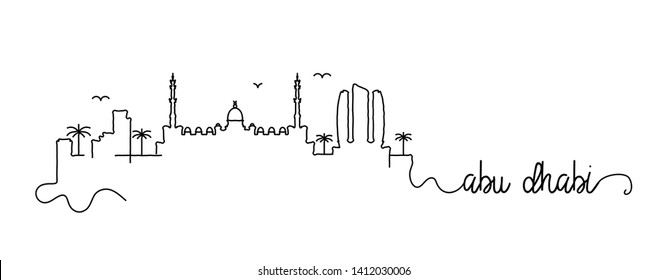 Abu Dhabi City Skyline Doodle Sign