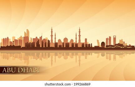 Abu Dhabi city skyline silhouette background, vector illustration 
